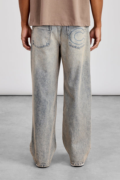 Cernucci Baggy Applique Jean - Antique Wash - Kick Game
