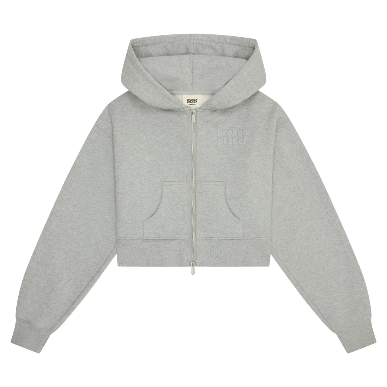 Broken Planet Market Basics Cropped Zip Up Hoodie - Heather Grey - Kick Game
