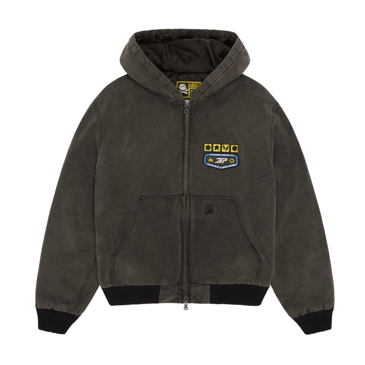 Broken Planet Market Hoodie 'Workwear Jacket' - Washed Soot Black - JuzsportsShops