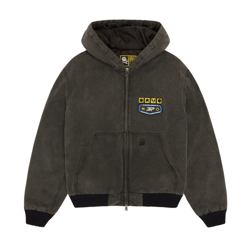 Broken Planet Market Hoodie 'Workwear Jacket' - Washed Soot Black - UrlfreezeShops