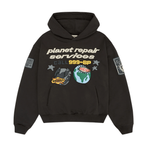 Broken Planet Market Hoodie 'Planet Repair Services' - Soot Black