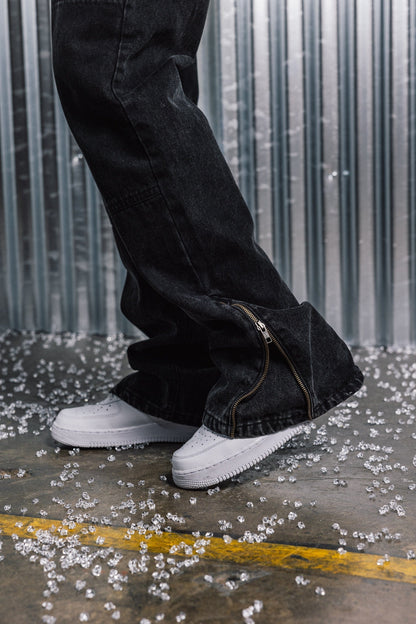 Zip Flare Denim - Blackout - Kick Game