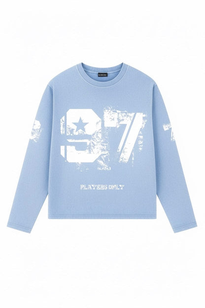 PLAYERS ONLY WASHED SKY BLUE DISTRESSED 97 JERSEY LONG SLEEVE - Kick Game
