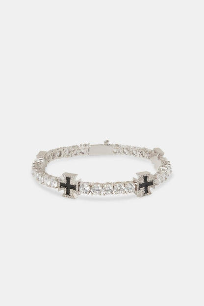 Cernucci Black Cross Motif Tennis Bracelet - 5mm - Kick Game