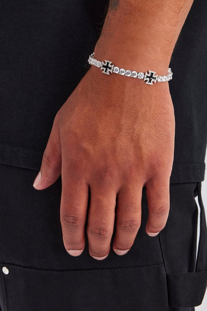 Cernucci Black Cross Motif Tennis Bracelet - 5mm - Kick Game