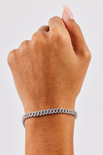 Iced Cuban Link Bracelet - 5mm - White - Kick Game