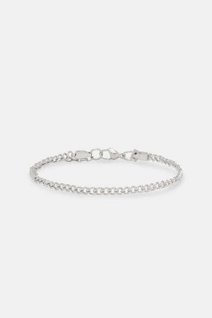 Mens Micro Cuban Bracelet - 3mm - White - Kick Game