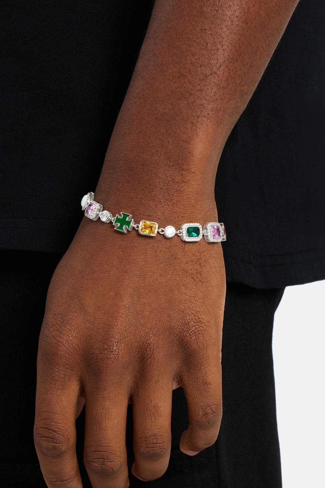Cernucci Multi Gemstone Motif Bracelet - 10mm - Kick Game