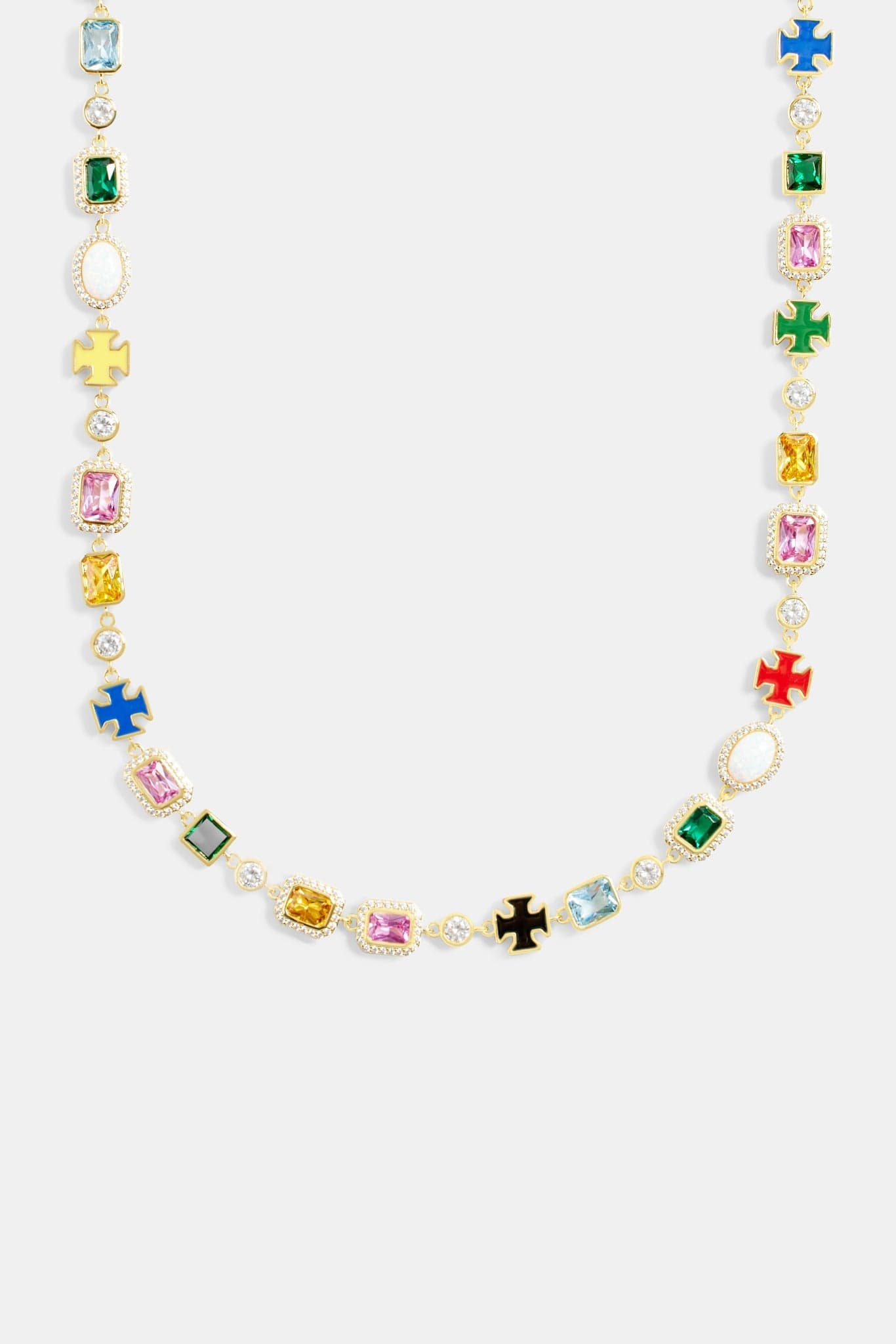 Cernucci Multi Gemstone Motif Necklace - Gold - 10mm - Kick Game