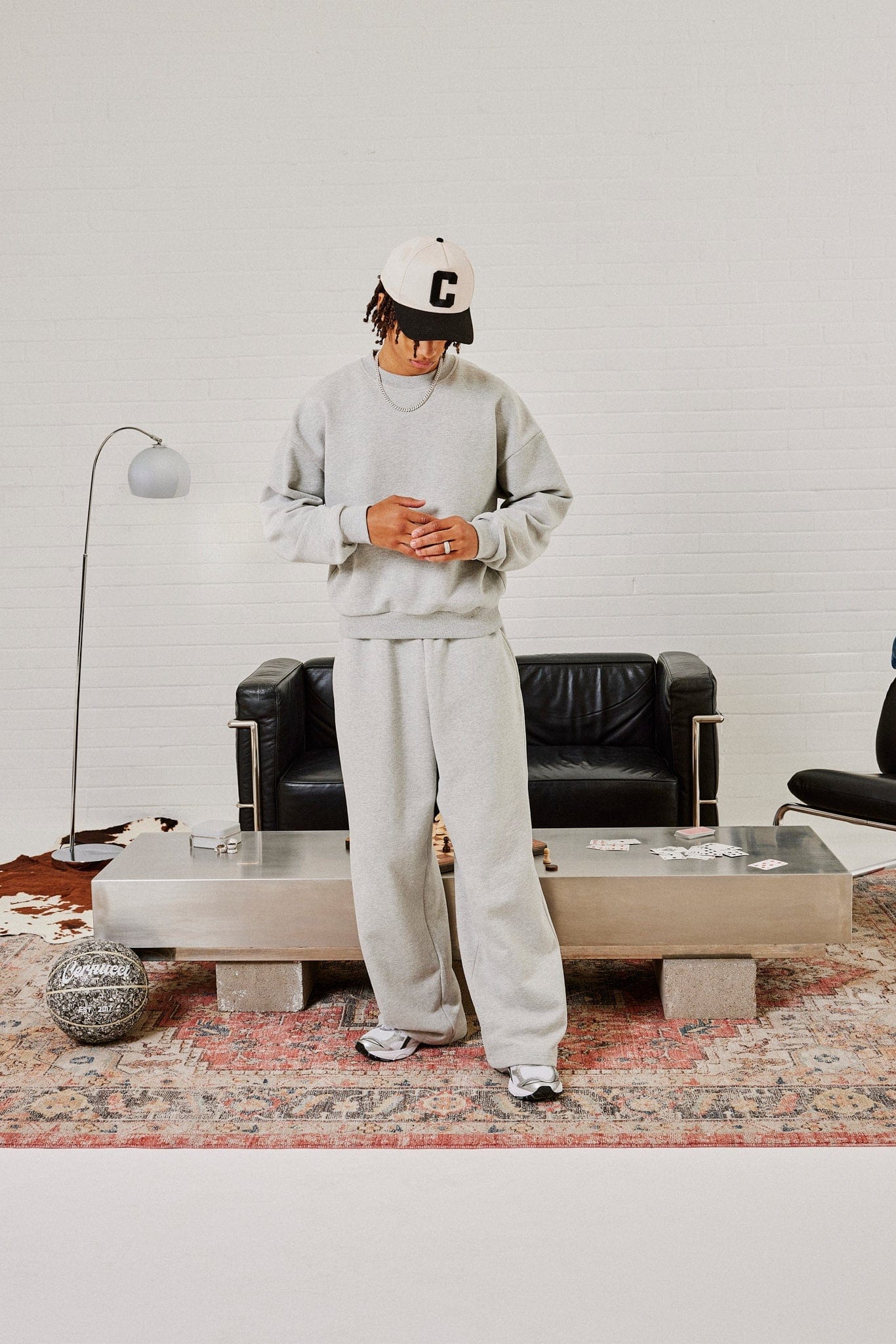 Sweater & Baggy Fit Jogger - Grey Marl - Kick Game