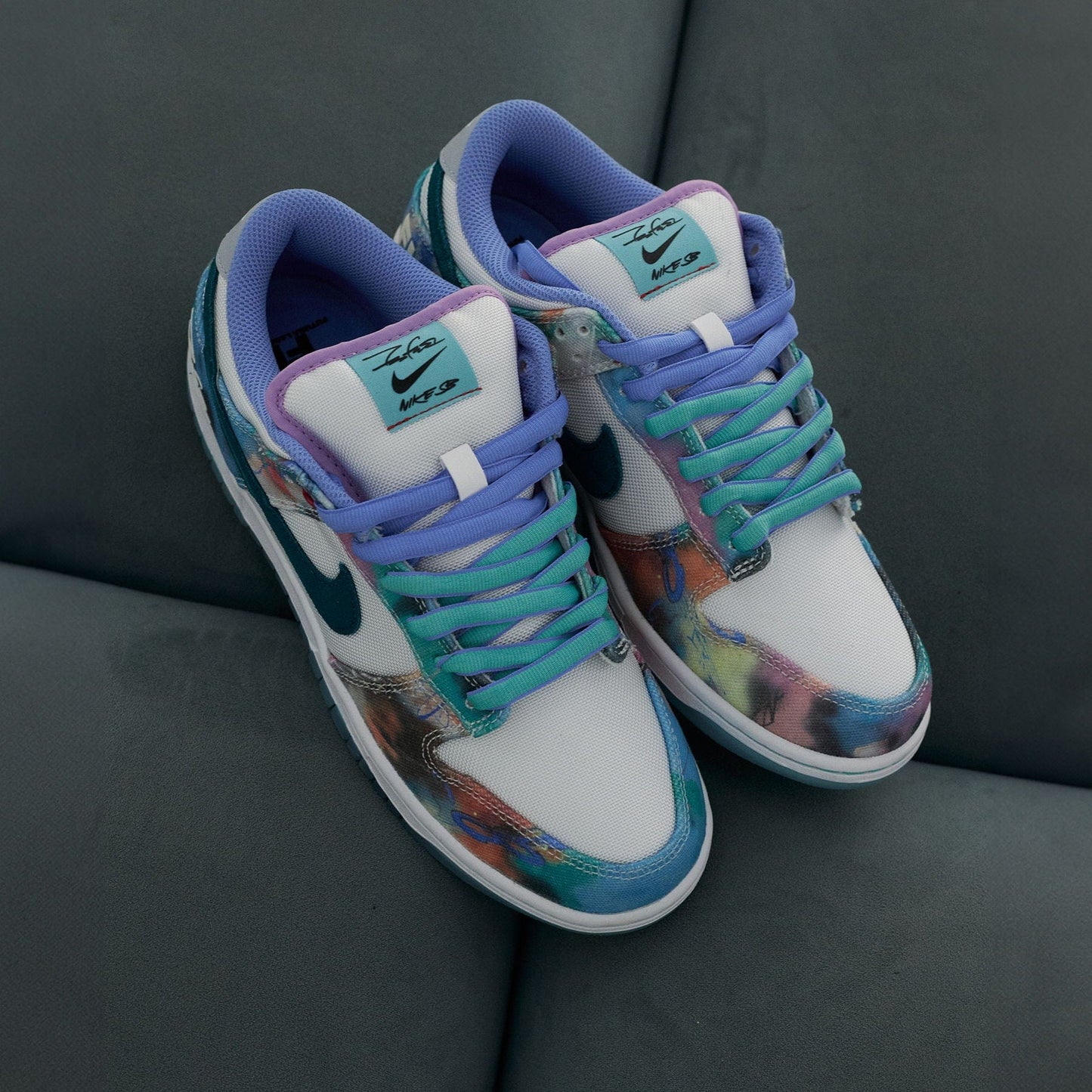 Futura Laboratories x Nike Dunk SB Low 'Bleached Aqua' - Kick Game