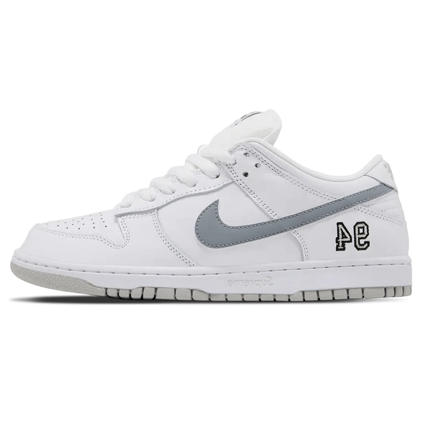 Nike Dunk Low SB x Supreme 'White Metallic Silver' - Kick Game