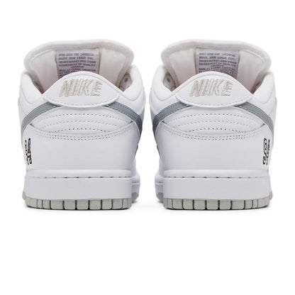 Nike Dunk Low SB x Supreme 'White Metallic Silver' - Kick Game