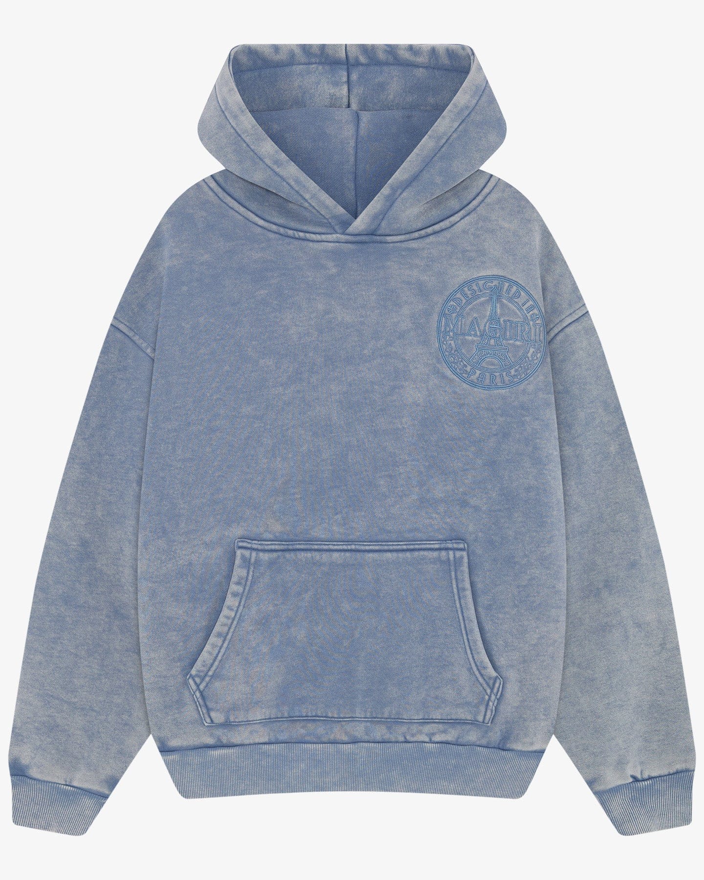 Magiri Embroidered Acid Wash Hoodie 'Washed Blue' - Kick Game