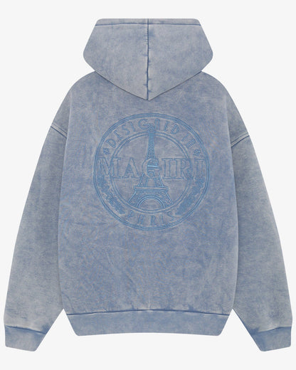 Magiri Embroidered Acid Wash Hoodie 'Washed Blue' - Kick Game