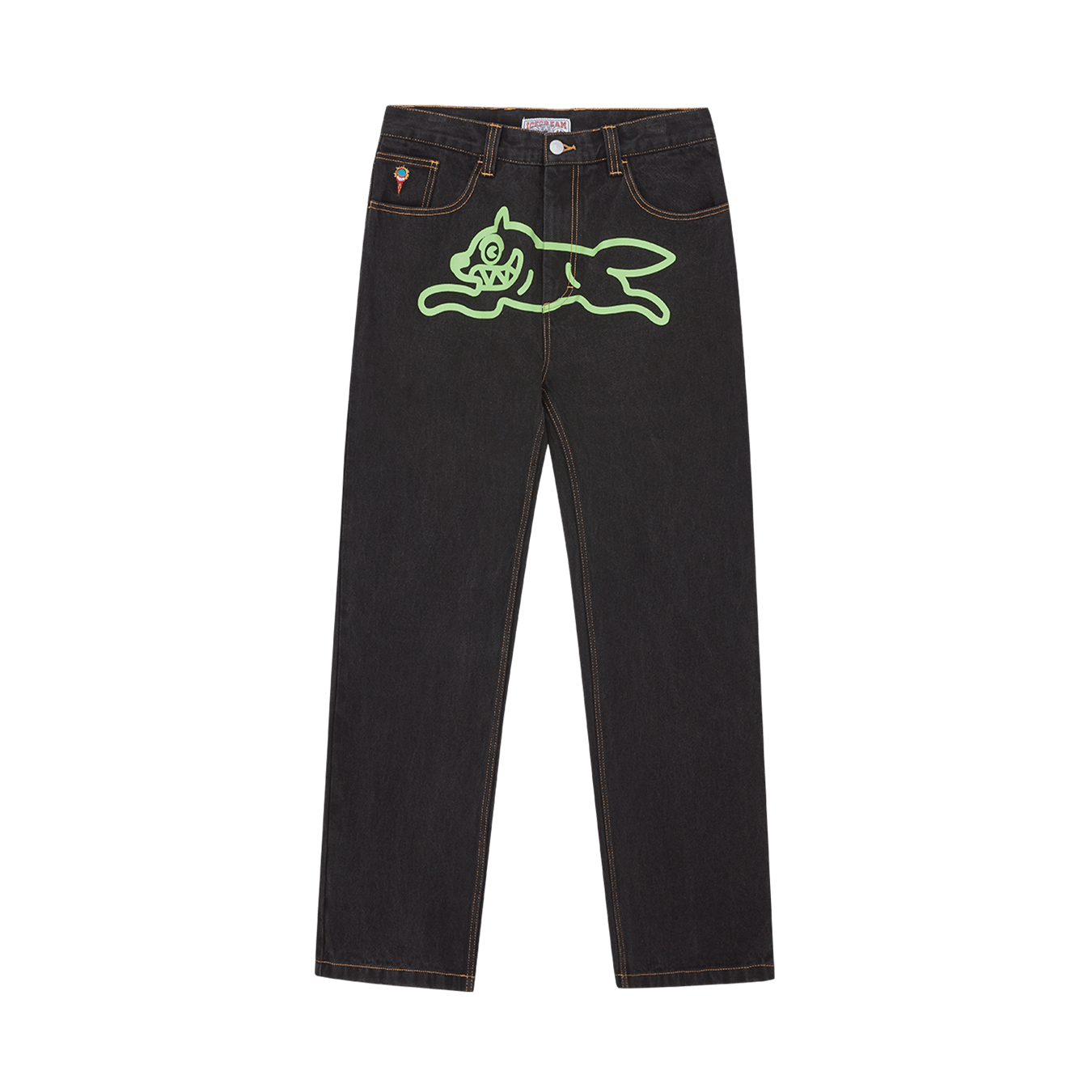 ICECREAM Running Dog Double Scoop Denim Pants 'Black' - Kick Game