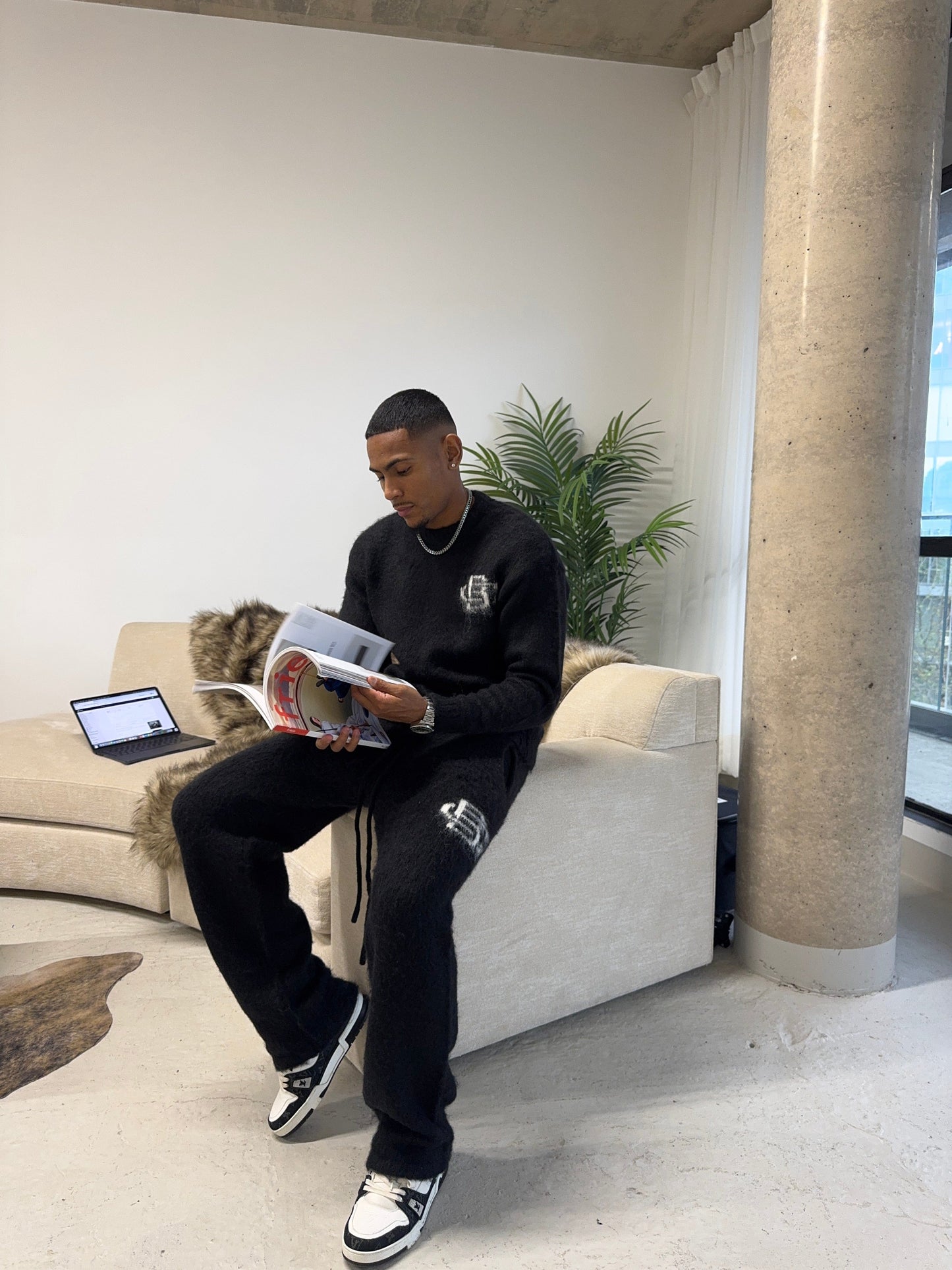 Mohair Knit BC Jogger - Black - Kick Game