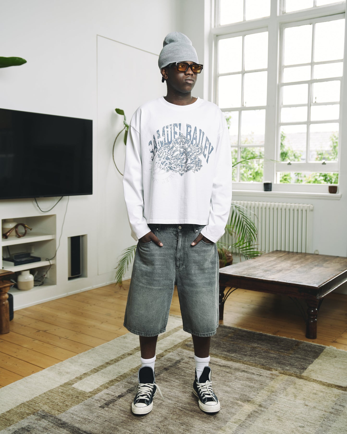 GRAPHITE WASHED DENIM JORTS - Kick Game