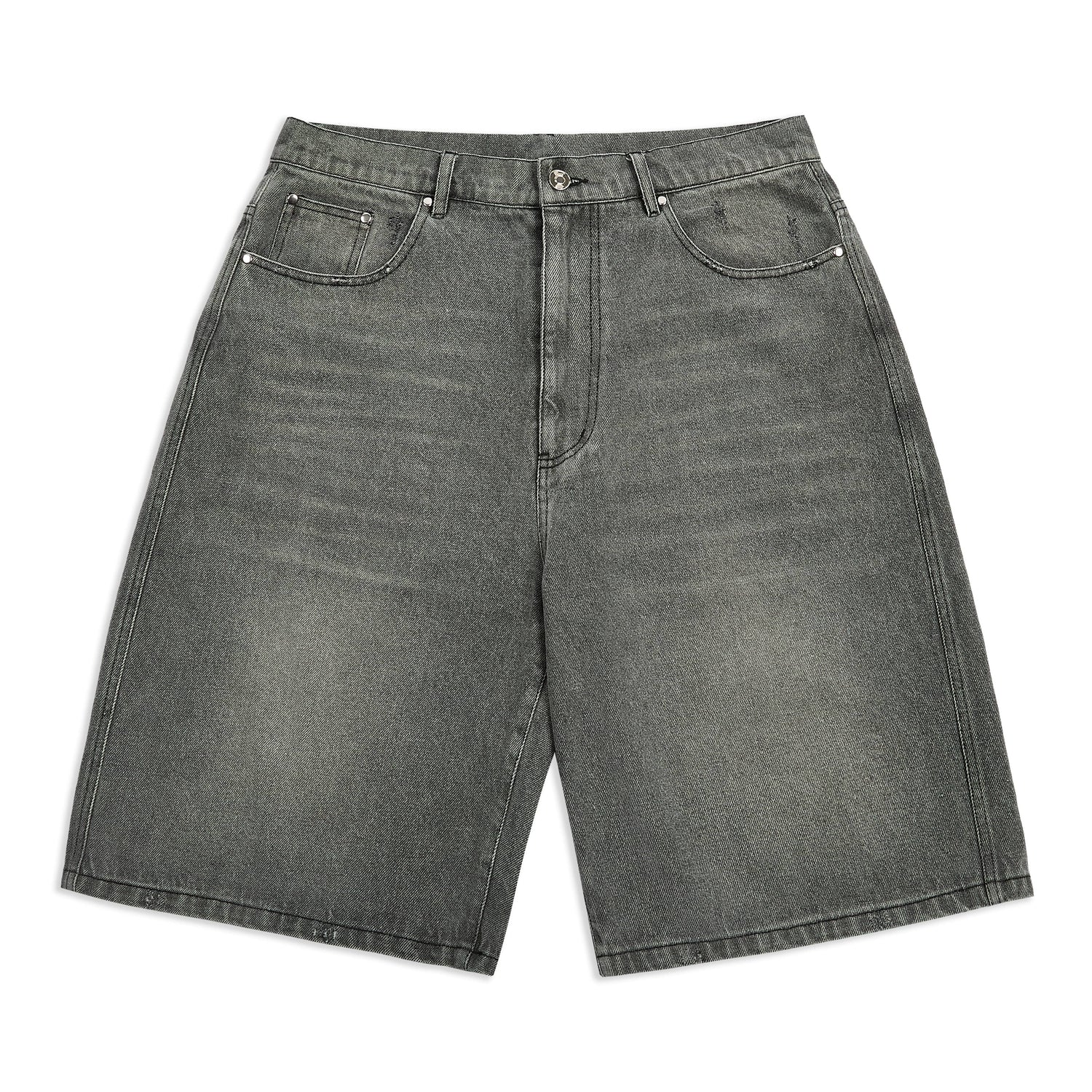 GRAPHITE WASHED DENIM JORTS - Kick Game