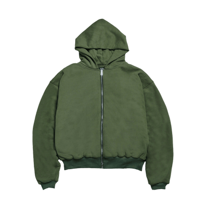 KAIZEN MARKET DOUBLE LAYERED ZIP HOODIE MILITARY - Kick Game
