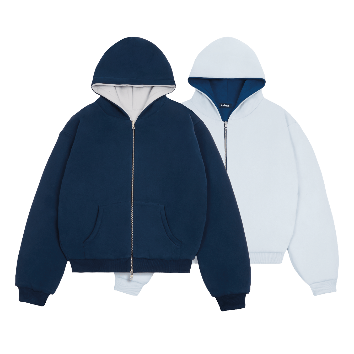 KAIZEN MARKET NAVY/STONE REVERSIBLE ZIP HOODIE - Kick Game