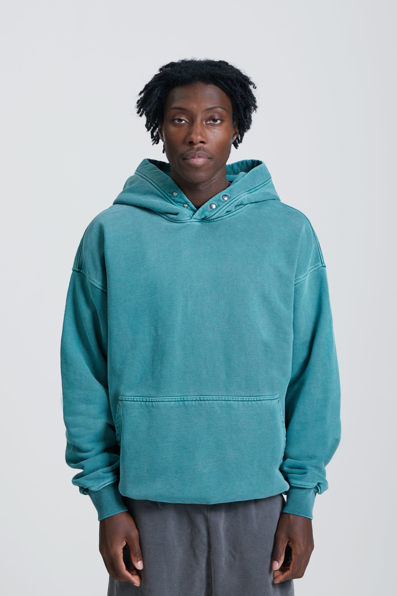 KAIZEN MARKET WASHED BLANK HOODIE GREEN - Kick Game