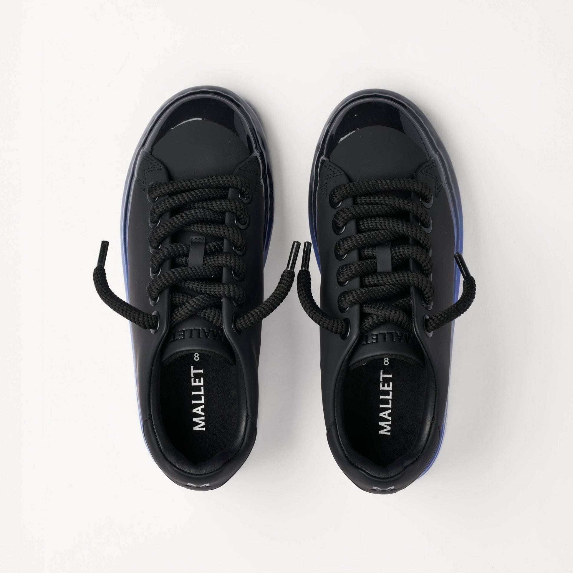 MALLET GRFTR Lite Men's Black Blue Ombre Dip Leather Trainers - Kick Game