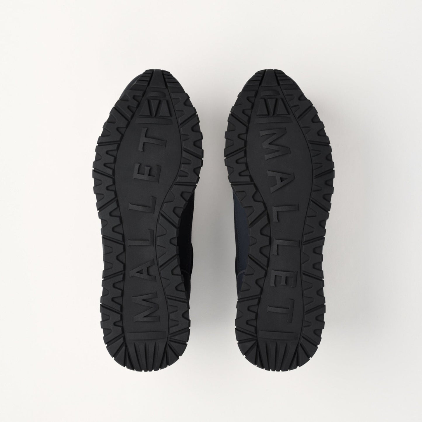 MALLET Popham Men's Black Tumbled Leather Monogram Trainers - Kick Game
