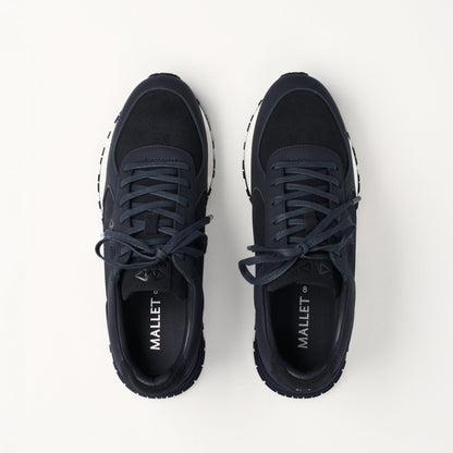 MALLET Boundary Men's Navy Ripple Leather Trainers - Kick Game