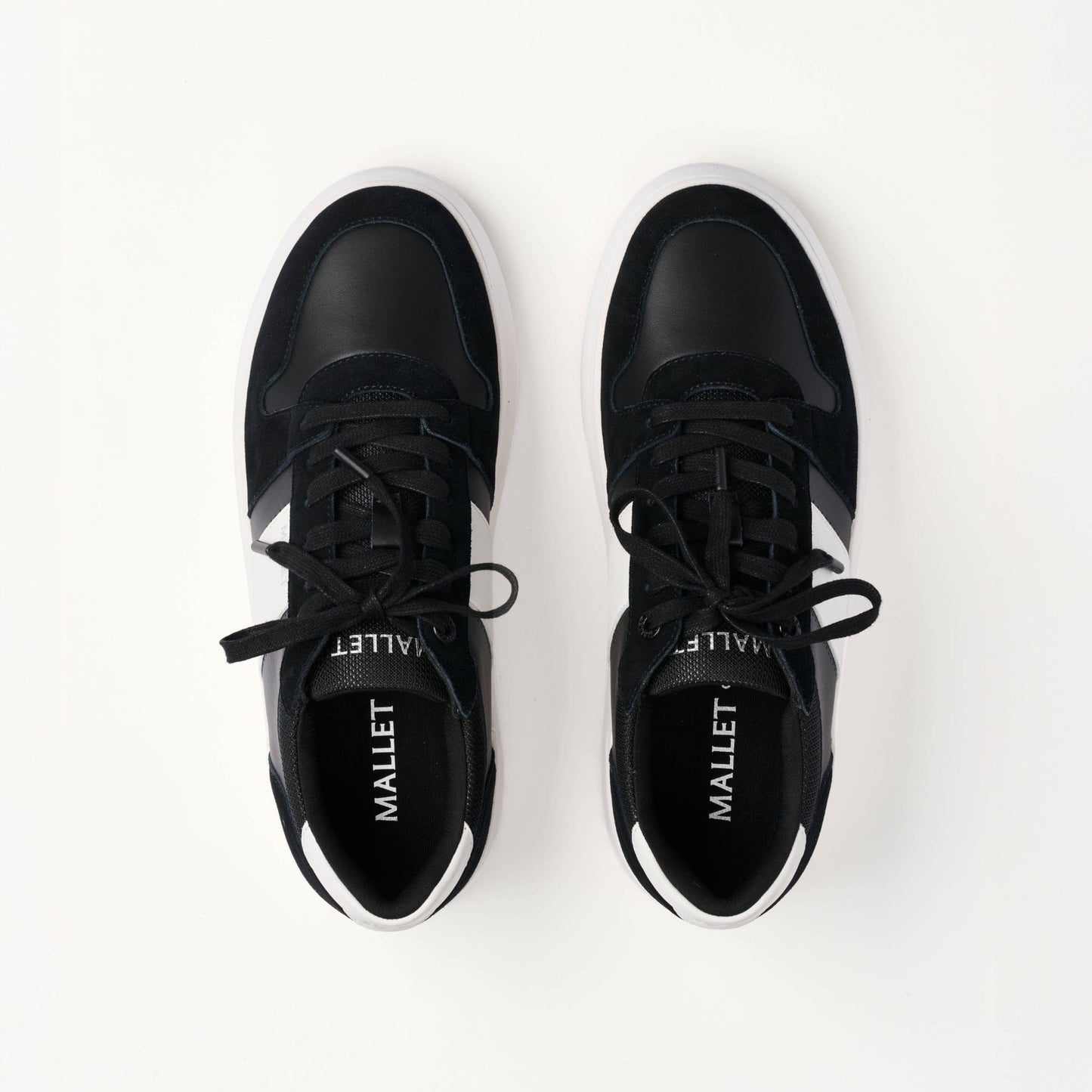 MALLET Hoxton Lite Men's Black White Leather Trainers - Kick Game