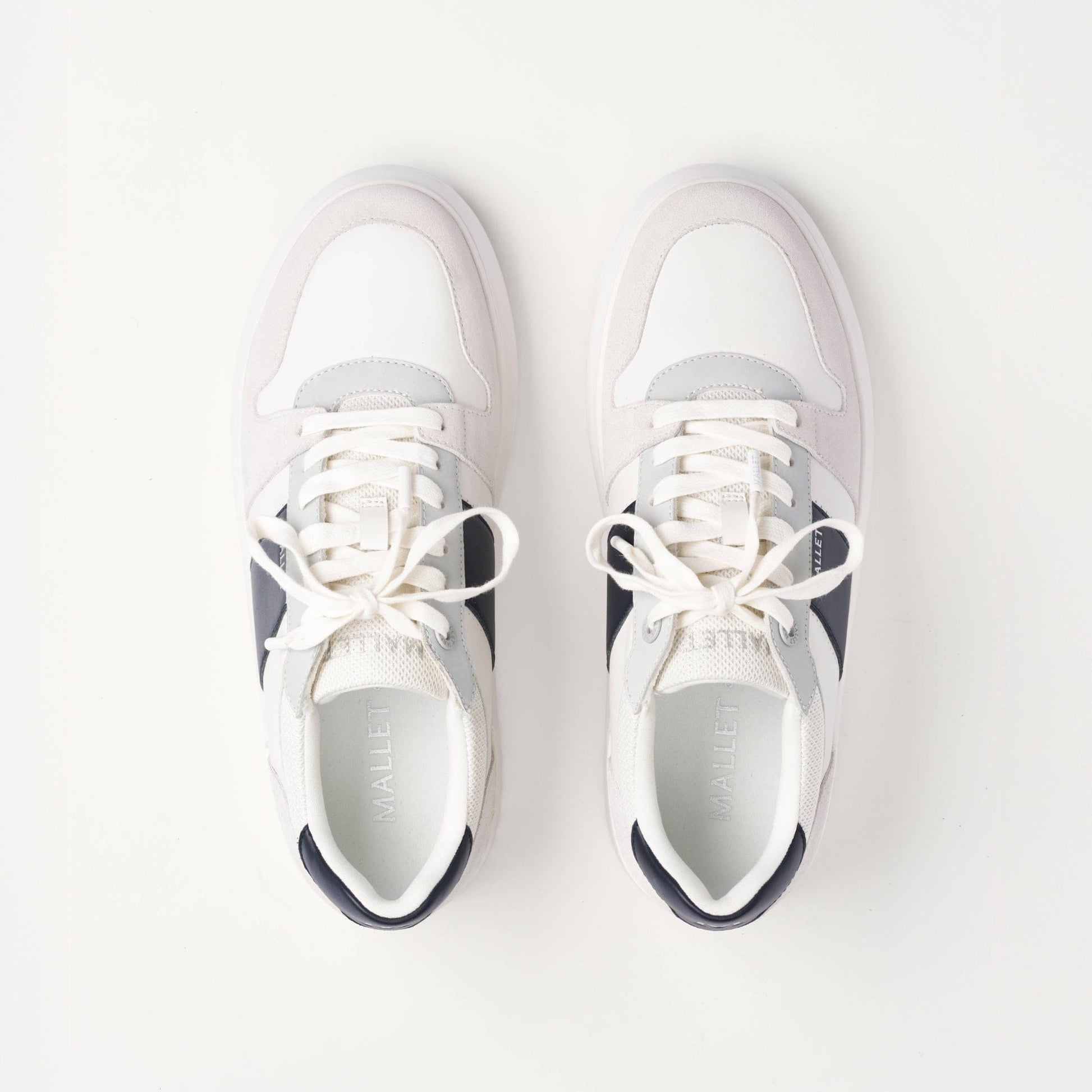 MALLET Hoxton Lite Men's White Navy Leather Trainers - Kick Game