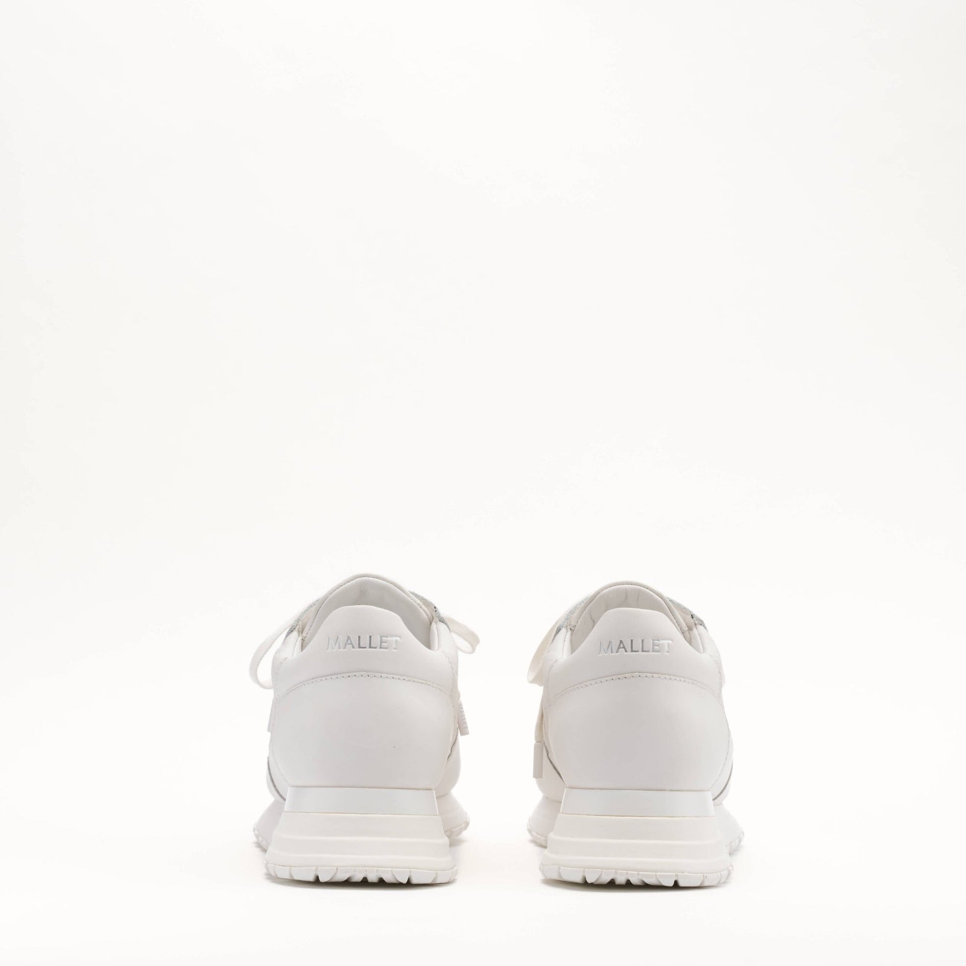 MALLET Popham Men's White Tumbled Leather Monogram Trainers - Kick Game