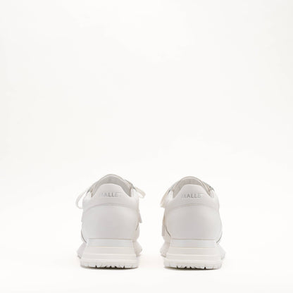 MALLET Popham Men's White Tumbled Leather Monogram Trainers - Kick Game