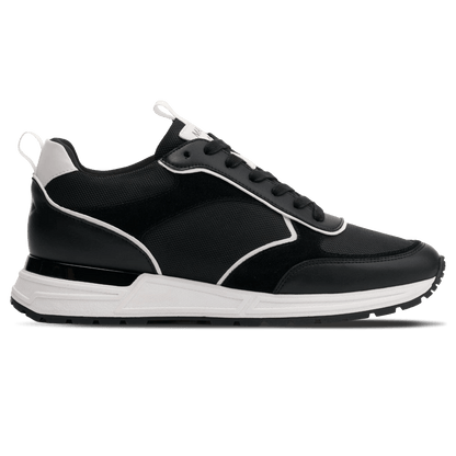MALLET Bethnal Men's Black White Leather Trainers - Kick Game