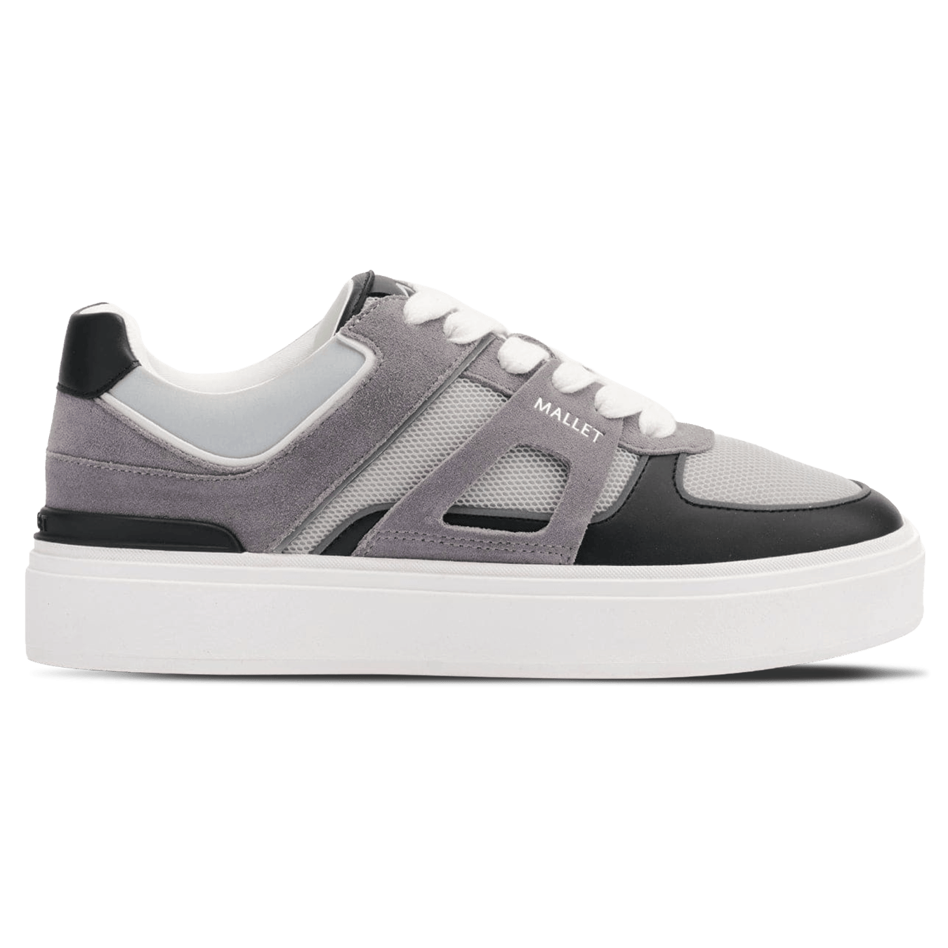 MALLET Fenchurch Men's Grey Black Leather Trainers - Kick Game