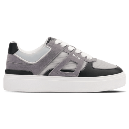 MALLET Fenchurch Men's Grey Black Leather Trainers - Kick Game