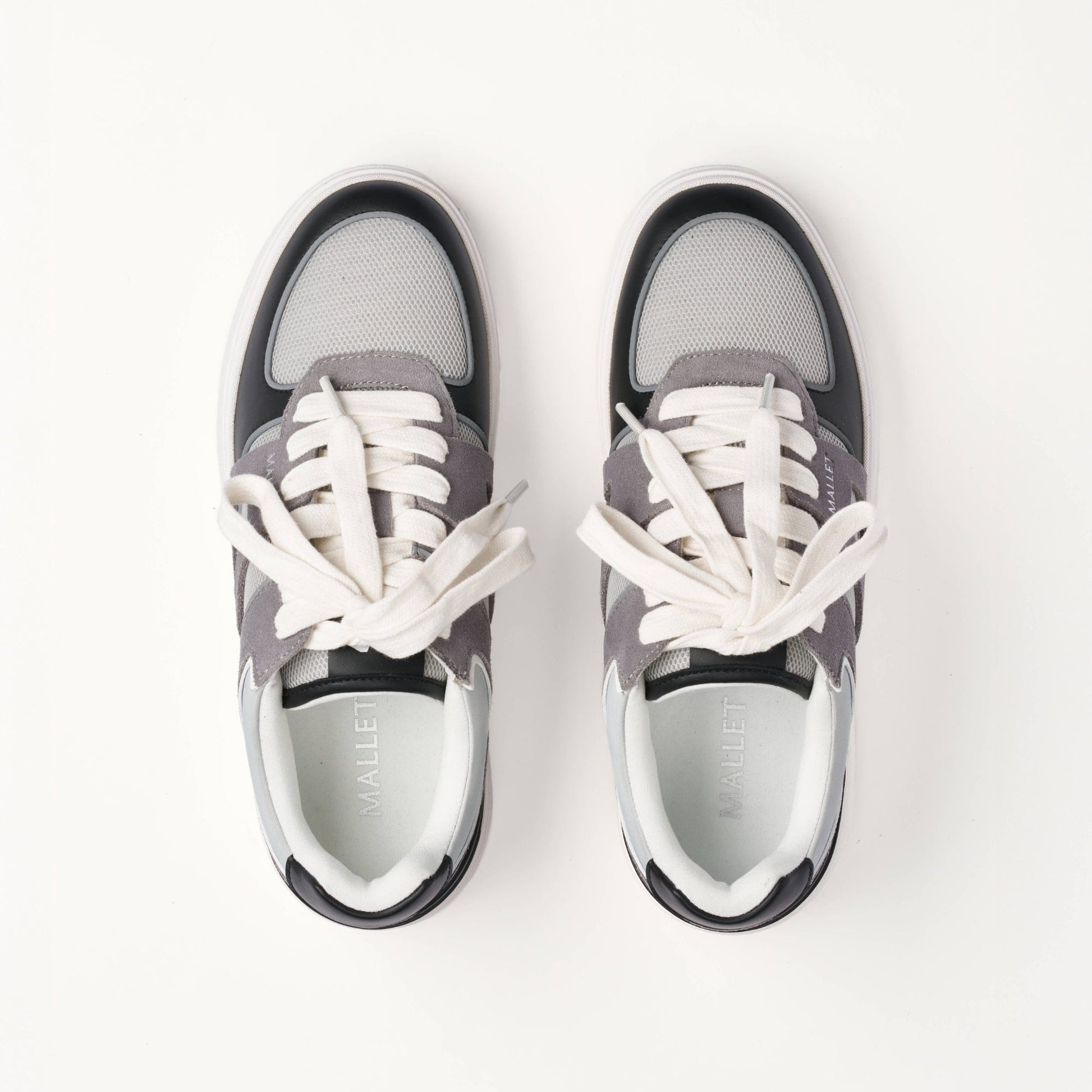 MALLET Fenchurch Men's Grey Black Leather Trainers - Kick Game