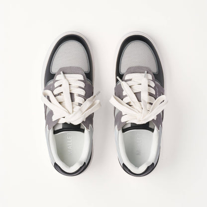 MALLET Fenchurch Men's Grey Black Leather Trainers - Kick Game