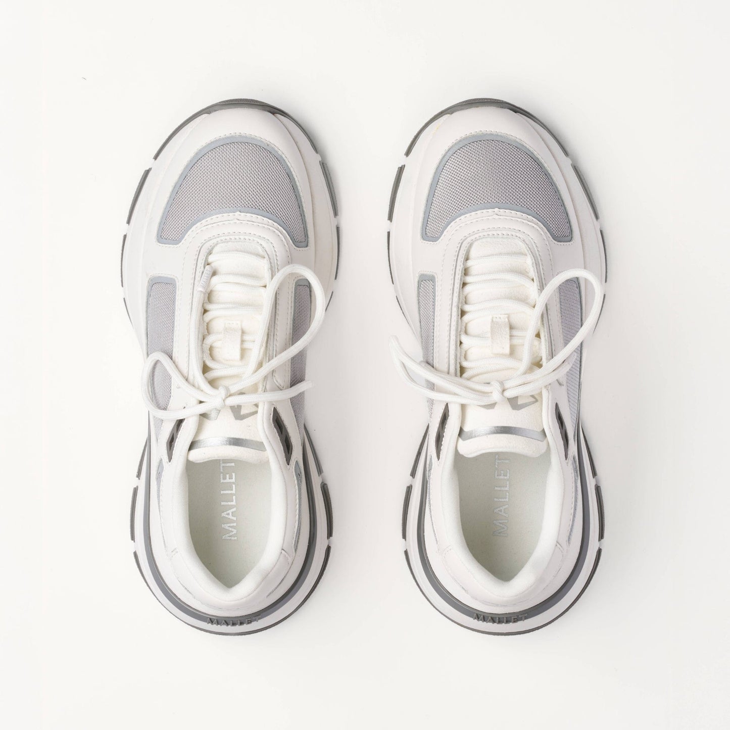 MALLET Alton Men's White Chrome Leather Trainers - Kick Game