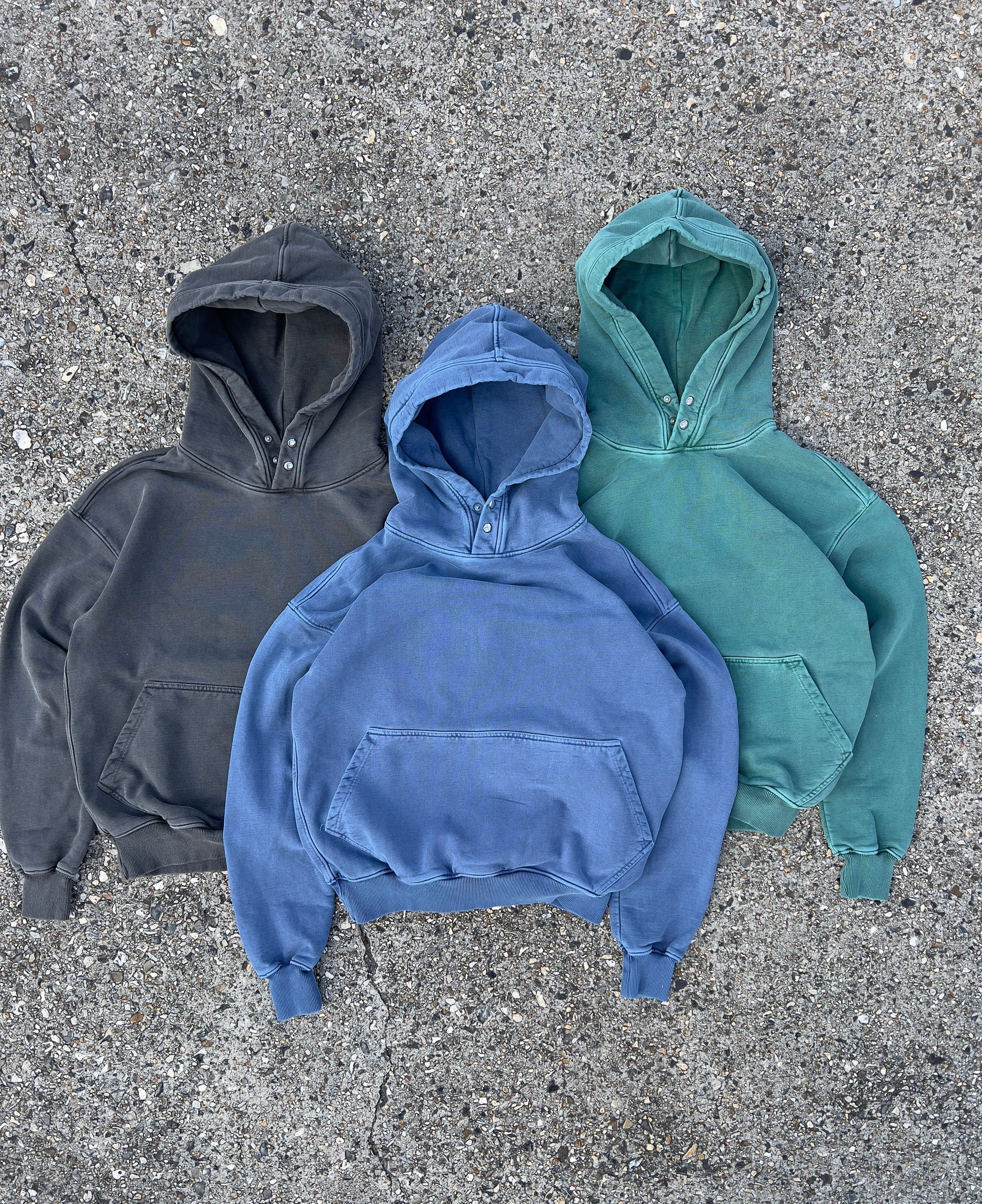 KAIZEN MARKET WASHED BLANK HOODIE BLUE - Kick Game