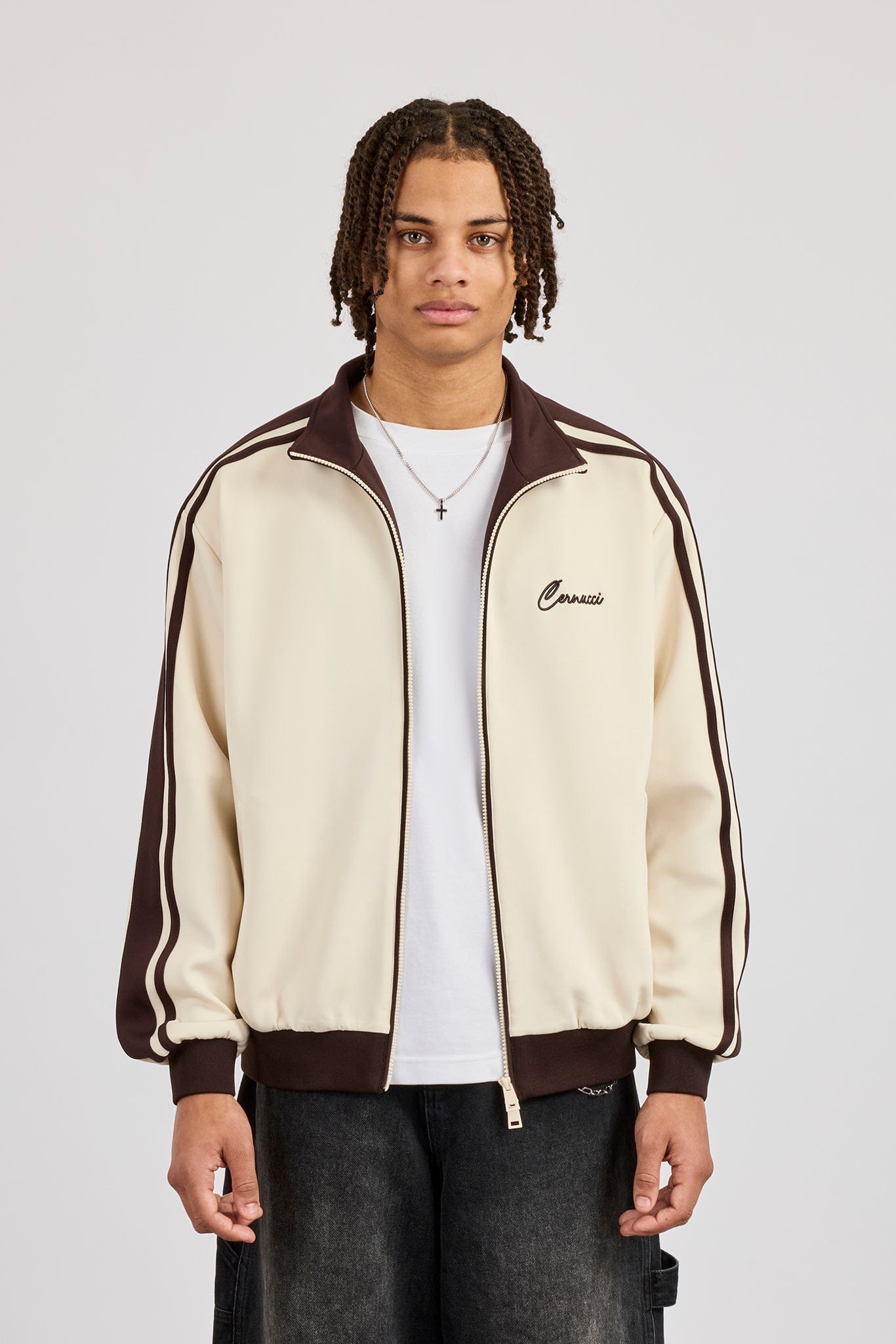 Mens Contrast Detail Track Top - Off White - Kick Game
