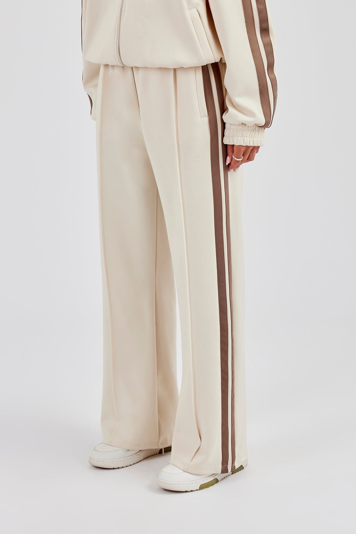 Taupe Taping Wide Leg Track Pant - Off White - Kick Game