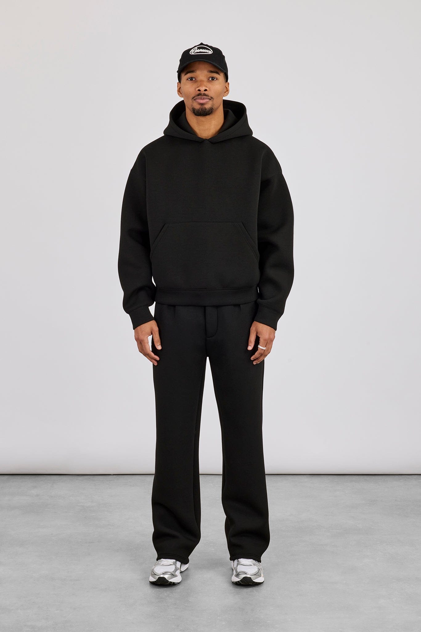 Scuba Boxy Hoodie & Relaxed Trouser - Black - Kick Game