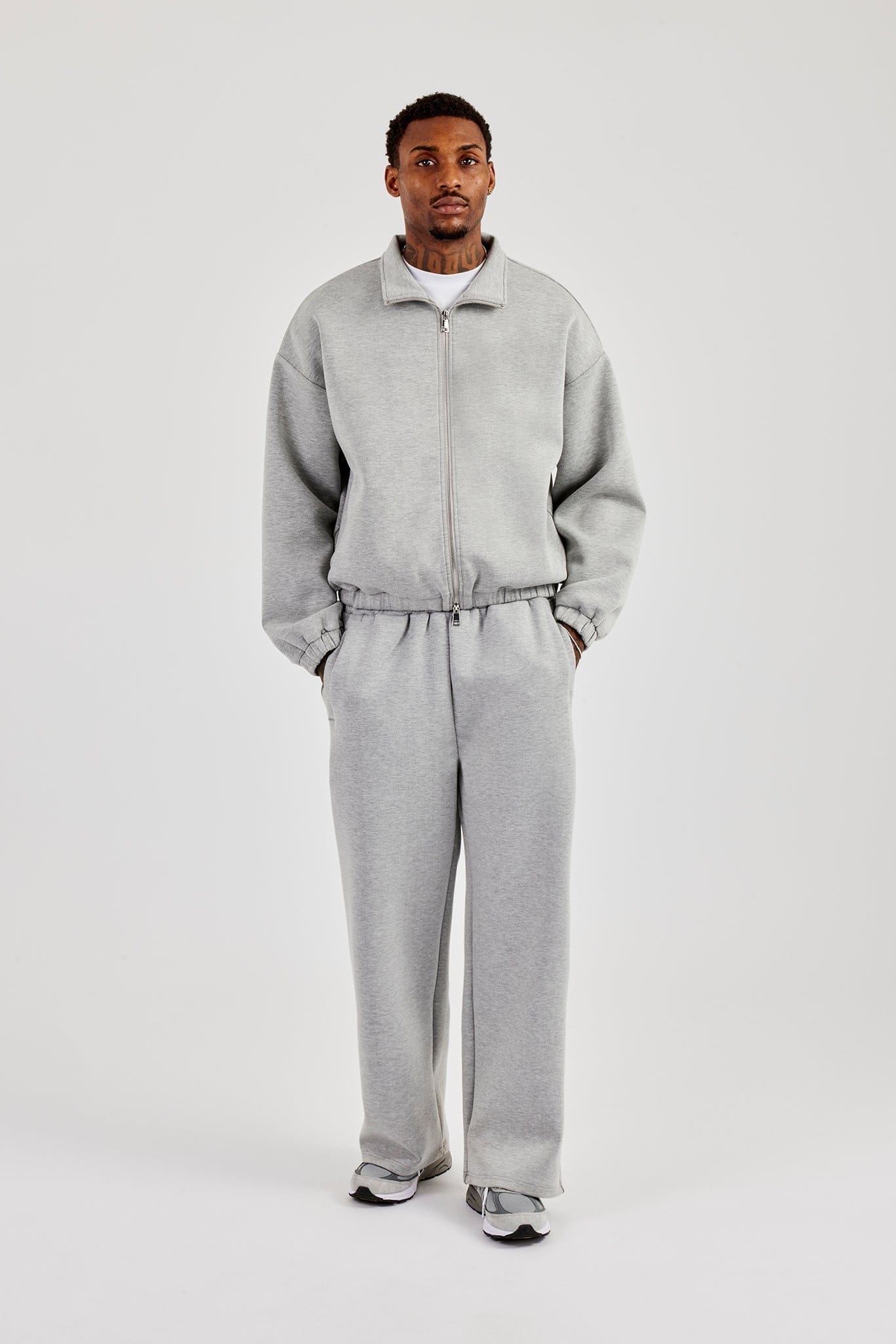 Scuba Funnel Neck Jacket & Baggy Fit Trouser - Grey - Kick Game