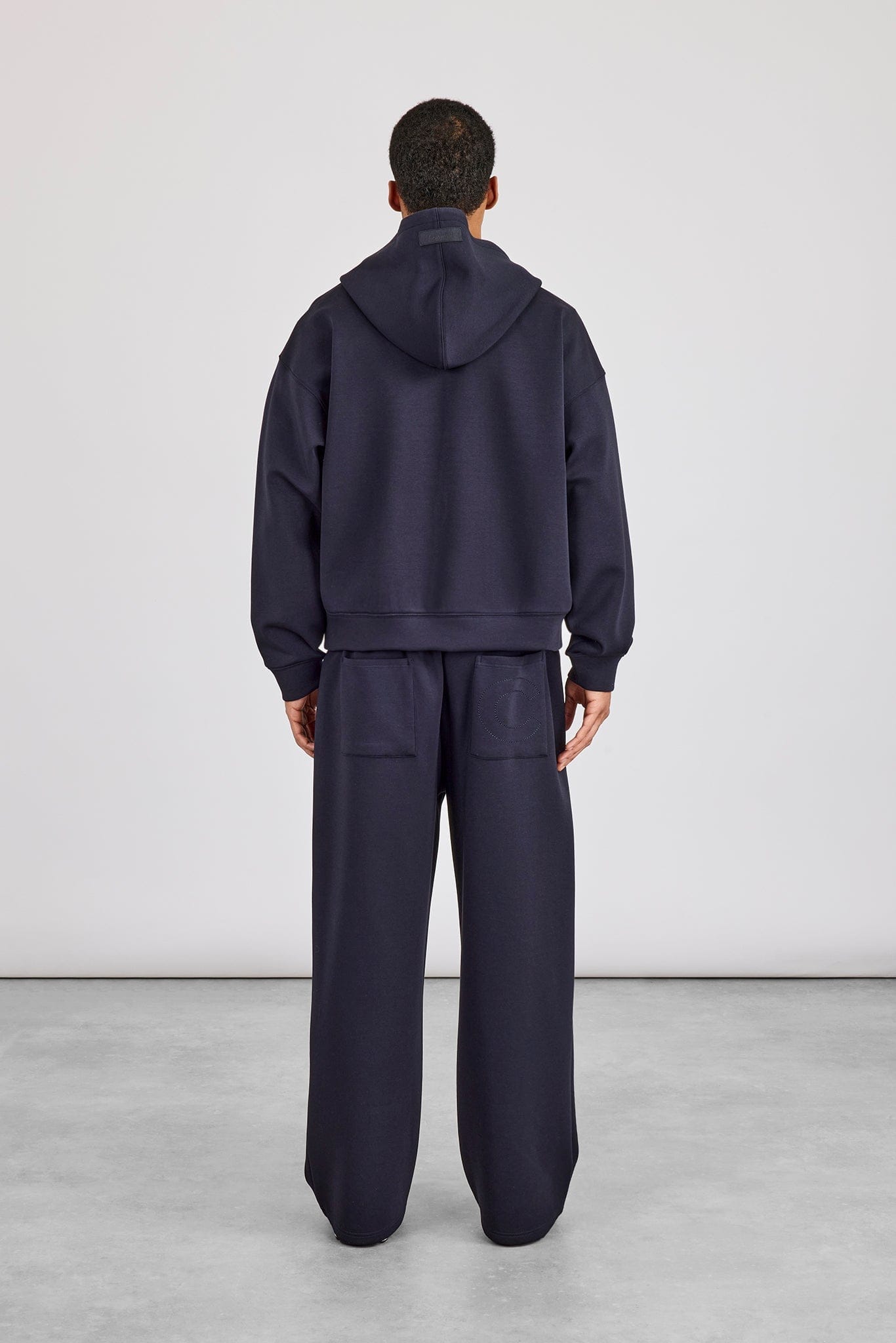 Scuba Zip Through Boxy Hoodie & Baggy Fit Trouser - Navy - Kick Game