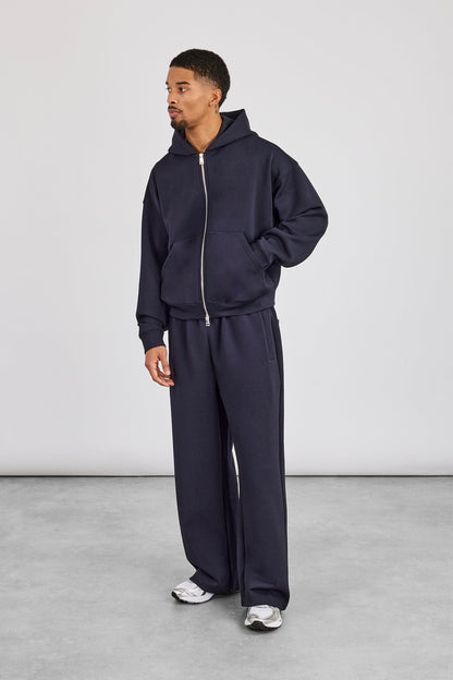Scuba Zip Through Boxy Hoodie & Baggy Fit Trouser - Navy - Kick Game