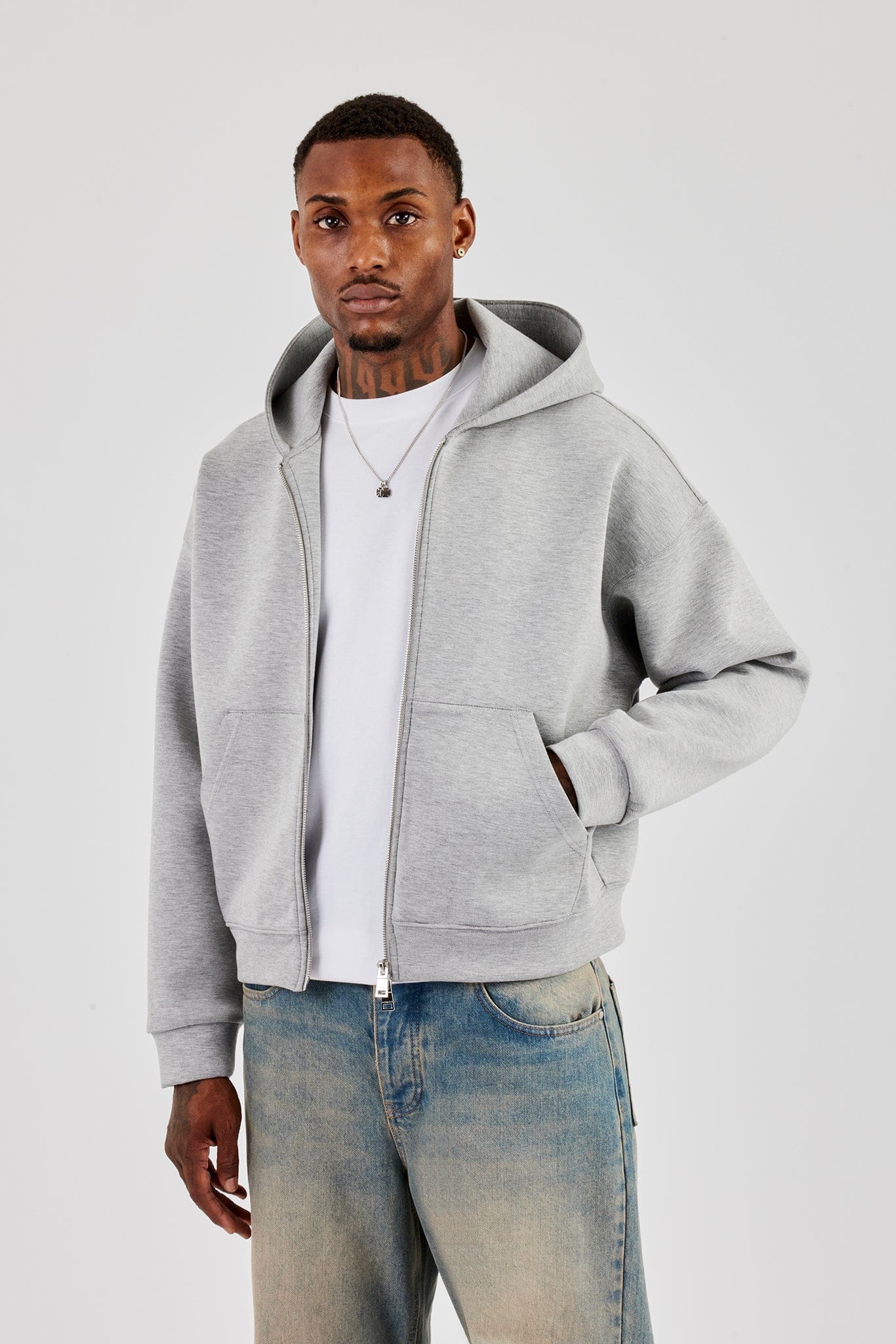 Cernucci Scuba Zip Through Boxy Hoodie - Grey - Kick Game