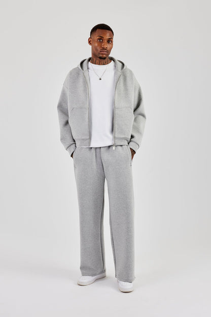 Scuba Zip Through Boxy Hoodie & Baggy Fit Trouser - Grey - Kick Game