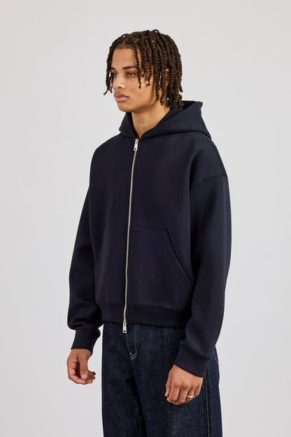 Scuba Zip Through Boxy Hoodie - Navy - Kick Game