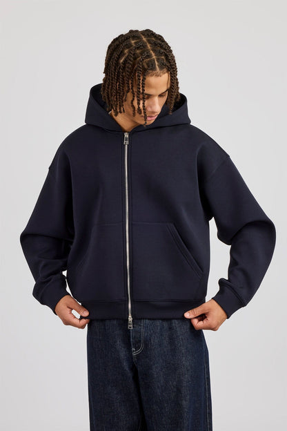 Scuba Zip Through Boxy Hoodie - Navy - Kick Game